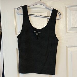 American Eagle Outfitters Ribbed Knit Charcoal Gray Tank Top
